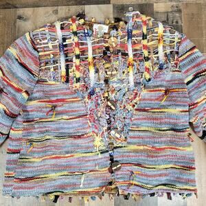 Sandy Starkman Jacket Vintage Boho Knit Colorful Womens Large Art To Wear